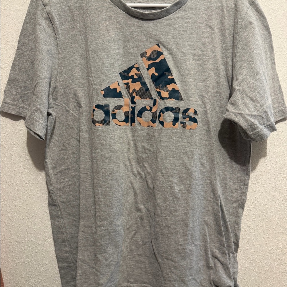 Adidas Gray Camo Logo Men's Tee